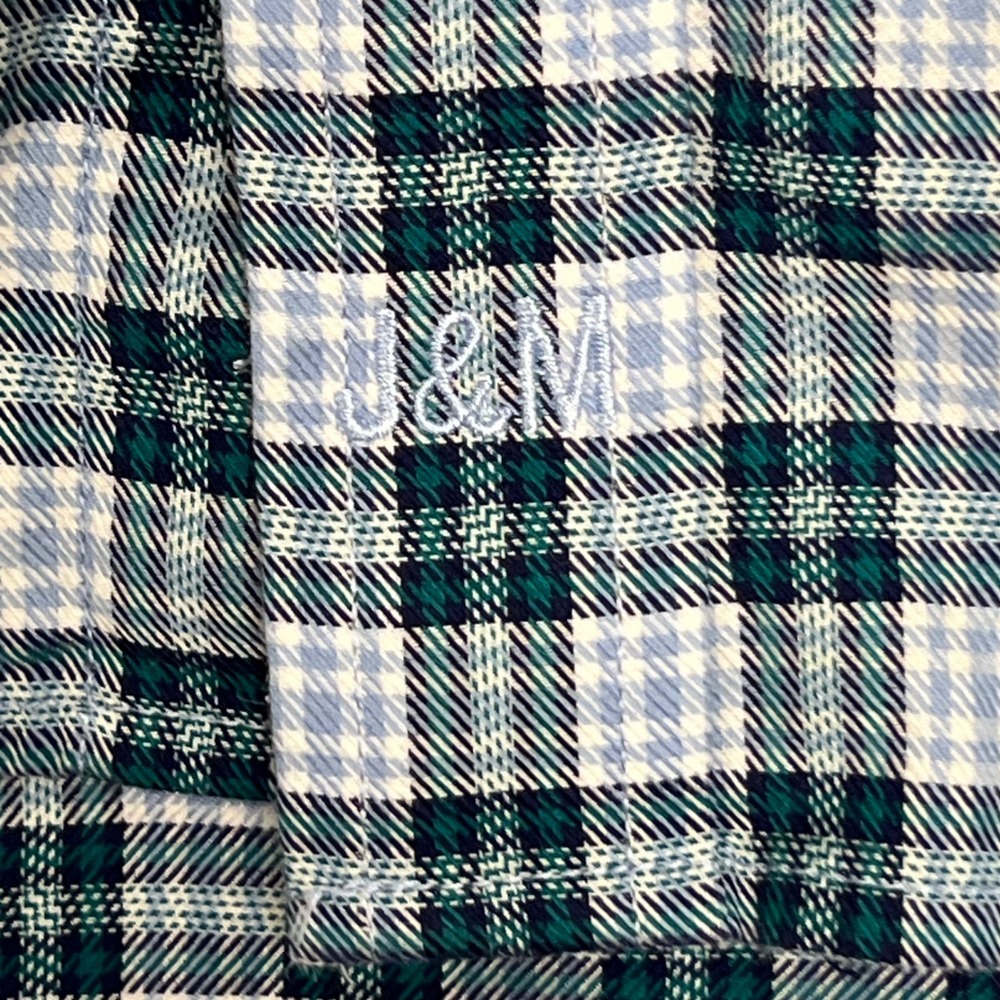 Johnston & Murphy Button Down Shirt Mens Large Teal Blue Plaid Flip Cuff L/S - Picture 6 of 12